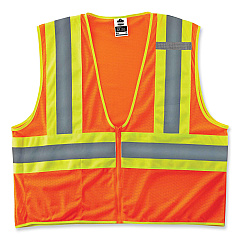 ergodyne GloWear 8229Z Class 2 Economy Two-Tone Zipper Vest, Polyester, X-Small, Orange (21301)