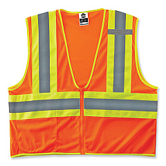 ergodyne GloWear 8229Z Class 2 Economy Two-Tone Zipper Vest, Polyester, Small/Medium, Orange (21303)