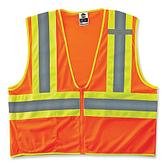 ergodyne GloWear 8229Z Class 2 Economy Two-Tone Zipper Vest, Polyester, Large/X-Large, Orange (21305)