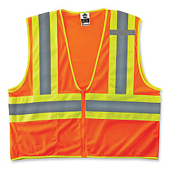 ergodyne GloWear 8229Z Class 2 Economy Two-Tone Zipper Vest, Polyester, 2X-Large/3X-Large, Orange (21307)