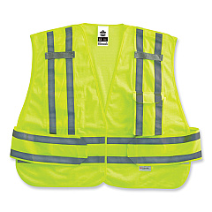 ergodyne GloWear 8244PSV Class 2 Expandable Public Safety Hook and Loop Vest, Polyester, X-Large/2X-Large, Lime (21366)