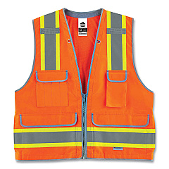 ergodyne GloWear 8254HDZ Class 2 Heavy-Duty Surveyors Zipper Vest, Polyester, 2X-Large/3X-Large, Orange (21457)