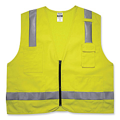 ergodyne GloWear 8262FRZ Class 2 FR Surveyor Zip Vest, Tencel/Modacrylic/Para-aramid/Kevlar, 4X-Large/5X-Large, Lime (21489)