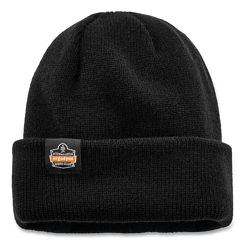 ergodyne N-Ferno 6811ZI Rib Knit Hat + Bump Cap Insert, One Size Fits Most, Black (16811)