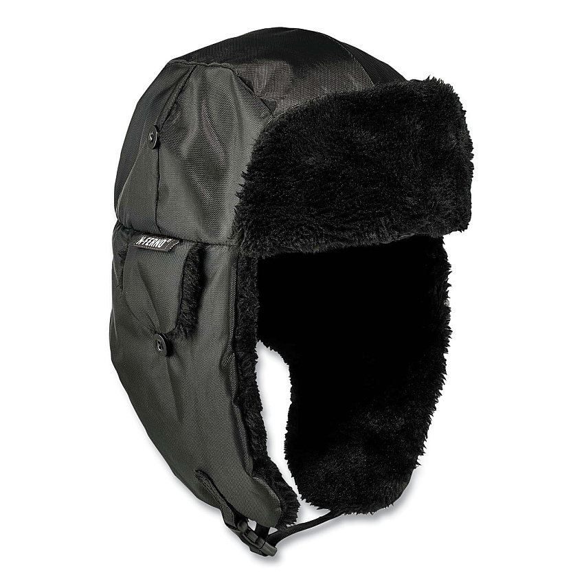 ergodyne N-Ferno 6802ZI Zipper Trapper Hat + Universal Bump Cap, L/XL, Black (16899)