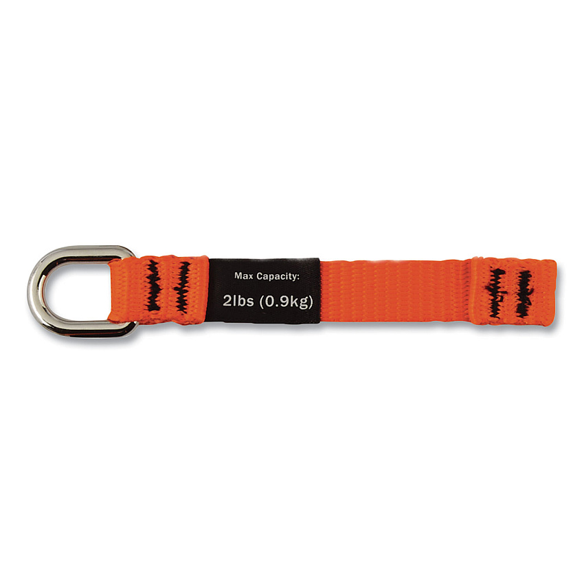 ergodyne Squids 3700 Nylon Webbing Tool Tails with D-Rings, 2lb Max Working Capacity, 4.5" Long, Orange/Black, 6/Pack, 10 Packs/Carton (19704BULK)