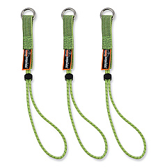 ergodyne Squids 3703 Elastic Loop Tool Tails with D-Rings, 15 lb Max Working Capacity, 15" Long, Lime, 3/Pack, 20 Packs/Carton (19767BULK)