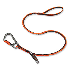 ergodyne Squids 3108F(x)Tool Lanyard with Locking Aluminum Carabiner + Loop, 15 lb Max Working Capacity, 38" to 48" Long, Orange/Gray (19808)