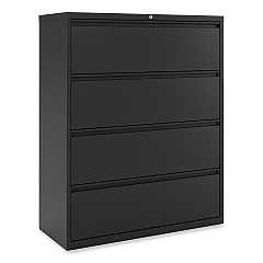 Alera Lateral File, 4 Legal/Letter-Size File Drawers, Black, 42" x 18" x 52.5" (ALEHLF4254BL)