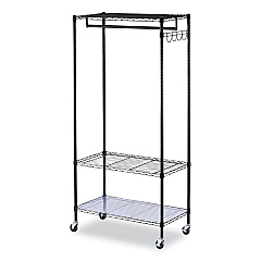 Alera Wire Shelving Garment Rack, 30 Garments, 36w x 18d x 75h, Black (ALEGR363618BL)