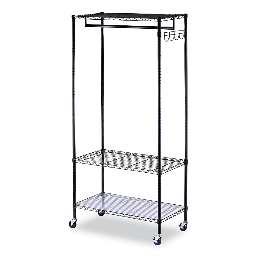 Alera Wire Shelving Garment Rack, 30 Garments, 36w x 18d x 75h, Black (ALEGR363618BL)
