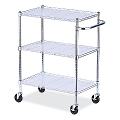 Alera 3-Shelf Wire Cart with Liners, 34.5w x 18d x 40h, Silver, 600-lb Capacity (ALESW333018SR)