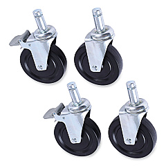 Alera Optional Casters For Wire Shelving, 600 lbs/Caster, Black, 4/Set (ALESW590004)