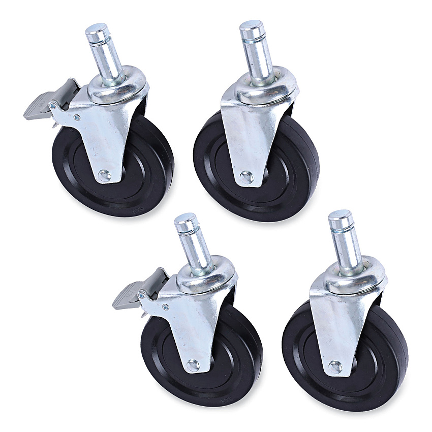 Alera Optional Casters For Wire Shelving, 600 lbs/Caster, Black, 4/Set (ALESW590004)