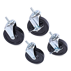 Alera Optional Casters for Wire Shelving, 200 lbs/Caster, Gray/Black, 4/Set (ALESW690004)