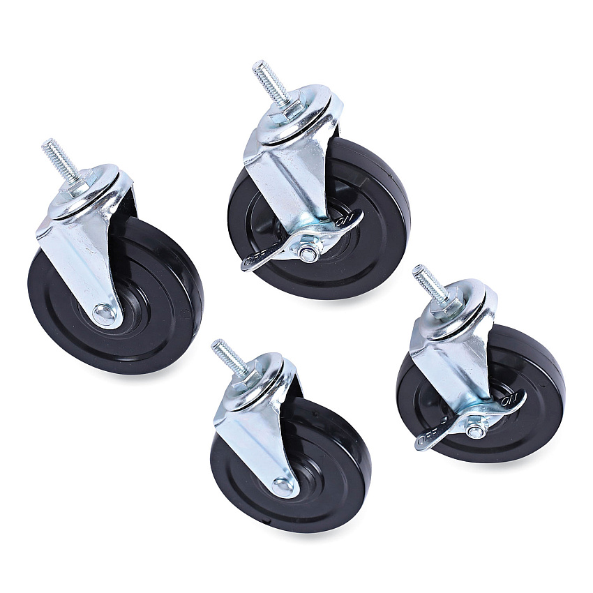 Alera Optional Casters for Wire Shelving, 200 lbs/Caster, Gray/Black, 4/Set (ALESW690004)