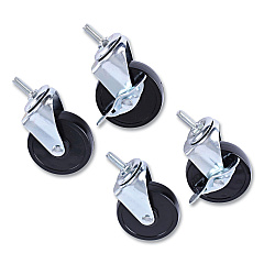 Alera Optional Casters For Wire Shelving, 125 lbs/Caster, Black, 4/Set (ALESW790004)