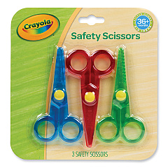 My First Crayola Safety Scissors, Rounded Tip, Assorted Straight Handles, 3/Pack (811458)