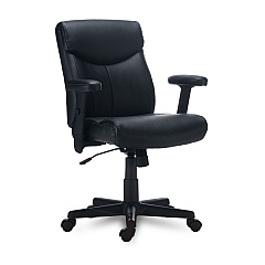 Alera Harthope Leather Task Chair, Supports Up to 275 lb, Black Seat/Back, Black Base (ALEHH42B19)