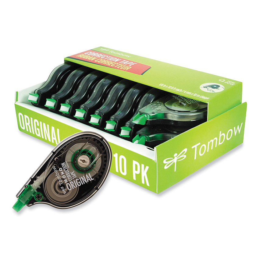 Tombow MONO Correction Tape, 1/6" x 394", White Tape, 10/Pack (68720)