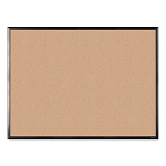 U Brands Cork Bulletin Board with Aluminum Frame, 47 x 35, Natural Surface, Black Frame (050U0001)