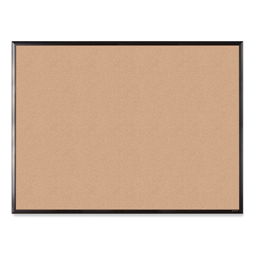 U Brands Cork Bulletin Board with Aluminum Frame, 47 x 35, Natural Surface, Black Frame (050U0001)