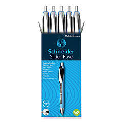 Schneider Rave XB Ballpoint Pen, Retractable, Extra-Bold 1.4 mm, Black Ink, Blue/Black Barrel (132501)