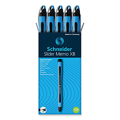 Schneider Slider Memo XB Ballpoint Pen, Stick, Extra-Bold 1.4 mm, Black Ink, Blue/Black Barrel, 10/Box (150201)