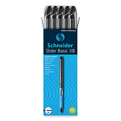 Schneider Slider Ballpoint Pen, Stick, Extra-Bold 1.4 mm, Black Ink, Black/Silver Barrel, 10/Box (151201)