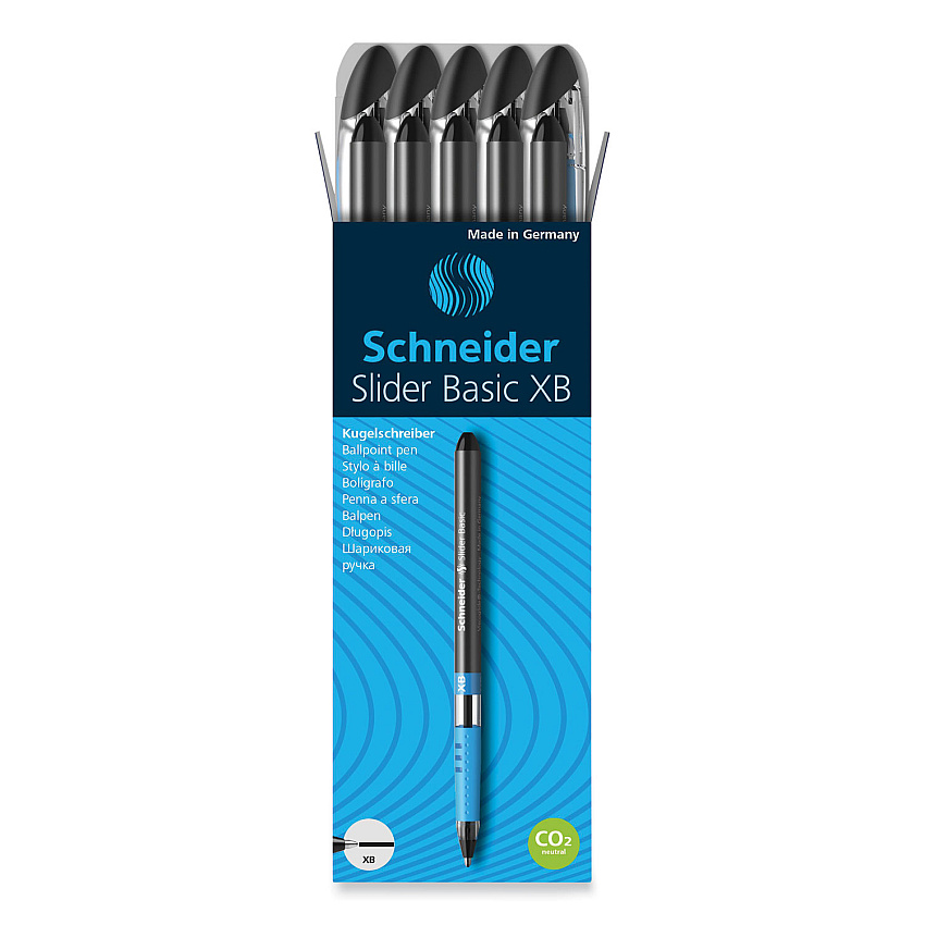 Schneider Slider Ballpoint Pen, Stick, Extra-Bold 1.4 mm, Black Ink, Black/Silver Barrel, 10/Box (151201)