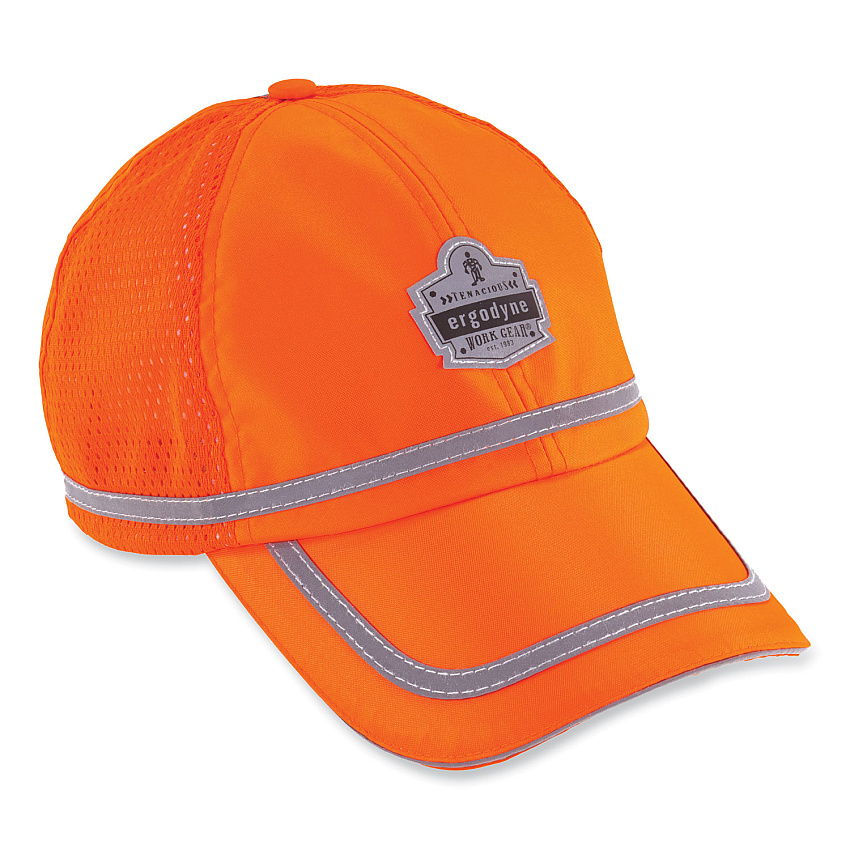 ergodyne GloWear 8930 Hi-Vis Baseball Cap, Polyester, One Size Fits Most, Orange (23238)