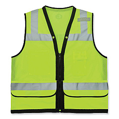 ergodyne GloWear 8253HDZ Class 2 Heavy-Duty Mesh Surveyors Vest, Polyester, Large/X-Large, Lime (23325)