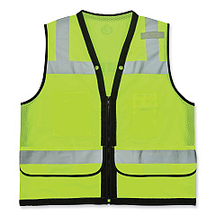 ergodyne GloWear 8253HDZ Class 2 Heavy-Duty Mesh Surveyors Vest, Polyester, 4X-Large/5X-Large, Lime (23329)