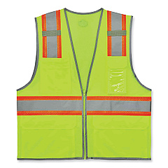 ergodyne GloWear 8246Z Class 2 Two-Tone Mesh Reflective Binding Zipper Vest, Polyester, Small/Medium, Lime (24143)