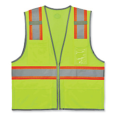 ergodyne GloWear 8246Z Class 2 Two-Tone Mesh Reflective Binding Zipper Vest, Polyester, 4X-Large/5X-Large, Lime (24149)
