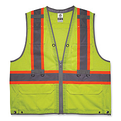 ergodyne GloWear 8231TV Class 2 Hi-Vis Tool Tethering Safety Vest, Polyester, 2X-Large/3X-Large, Lime (24177)