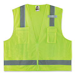 ergodyne GloWear 8249Z-S Single Size Class 2 Economy Surveyors Zipper Vest, Polyester, Small, Lime (24502)