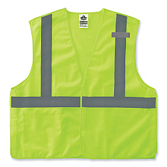ergodyne GloWear 8215BA-S Single Size Class 2 Economy Breakaway Mesh Vest, Polyester, X-Small, Lime (24541)