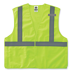 ergodyne GloWear 8215BA-S Single Size Class 2 Economy Breakaway Mesh Vest, Polyester, Small, Lime (24542)