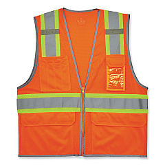 ergodyne GloWear 8246Z-S Single Size Class 2 Two-Tone Mesh Vest, Polyester, 2X-Large, Orange (24576)