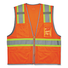 ergodyne GloWear 8246Z-S Single Size Class 2 Two-Tone Mesh Vest, Polyester, Medium, Orange (24573)