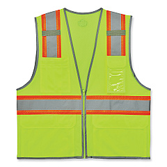 ergodyne GloWear 8246Z-S Single Size Class 2 Two-Tone Mesh Vest, Polyester, 5X-Large, Lime (24569)