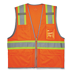 ergodyne GloWear 8246Z-S Single Size Class 2 Two-Tone Mesh Vest, Polyester, 5X-Large, Orange (24579)