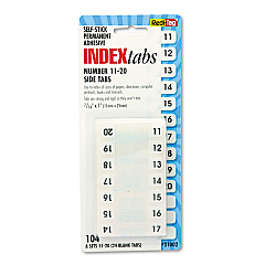 Redi-Tag Legal Index Tabs, 1/12-Cut Tabs, 11-20, White, 0.44" Wide, 104/Pack (31002)