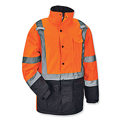 ergodyne GloWear 8384 Class 3 Hi-Vis Quilted Thermal Parka, X-Large, Orange (25575)