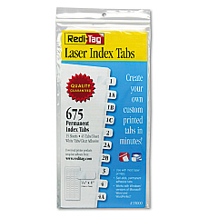 Redi-Tag Laser Printable Index Tabs, 1/12-Cut Tabs, White, 0.44" Wide, 675/Pack (39000)