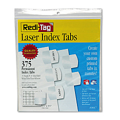 Redi-Tag Laser Printable Index Tabs, 1/5-Cut Tabs, White, 1.13" Wide, 375/Pack (39017)