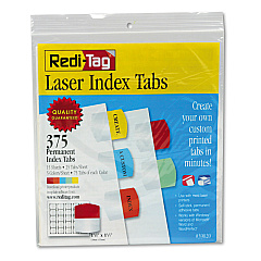 Redi-Tag Inkjet Printable Index Tabs, 1/5-Cut Tabs, Assorted Colors, 1.13" Wide, 375/Pack (39020)