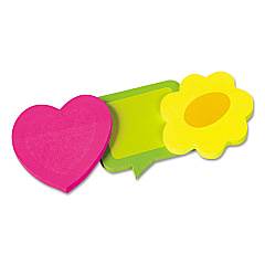 Redi-Tag Two-Tone Sticky Note Combo, Thought Bubbles-Flowers-Hearts, Approx. 2.63 sq in, Assorted Colors, 50 Sheets/Pad, 3 Pads/Pack (41200)