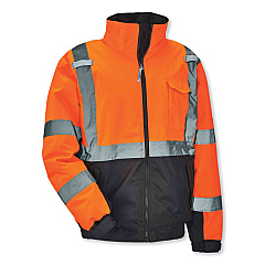 ergodyne GloWear 8377 Class 3 Hi-Vis Quilted Bomber Jacket, Orange, X-Large (25615)